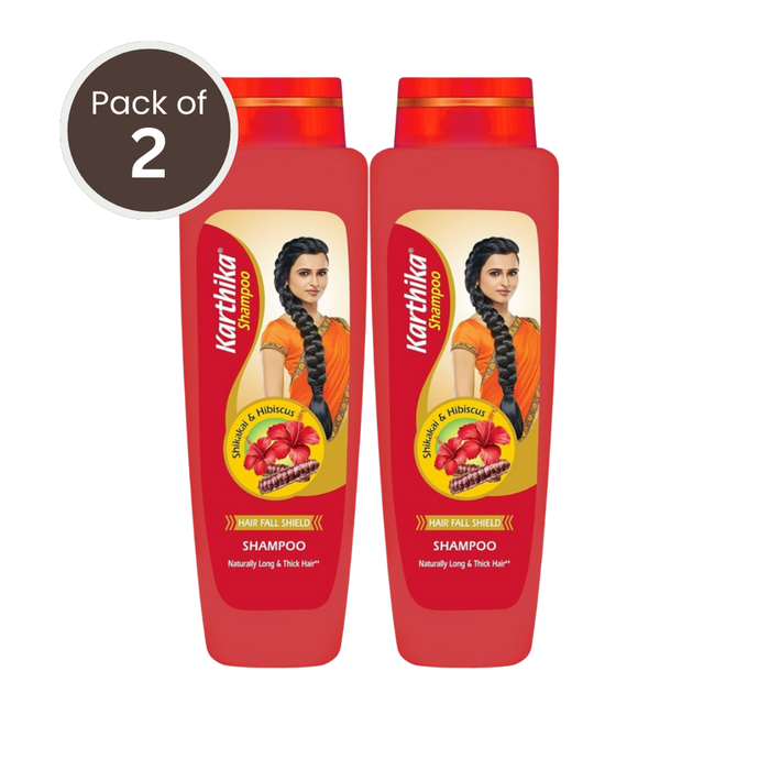 Karthika Hair Fall Shield Shampoo, 340 ml | With the Goodness of Shikakai & Hibiscus, For Men & Women (Pack of 2)