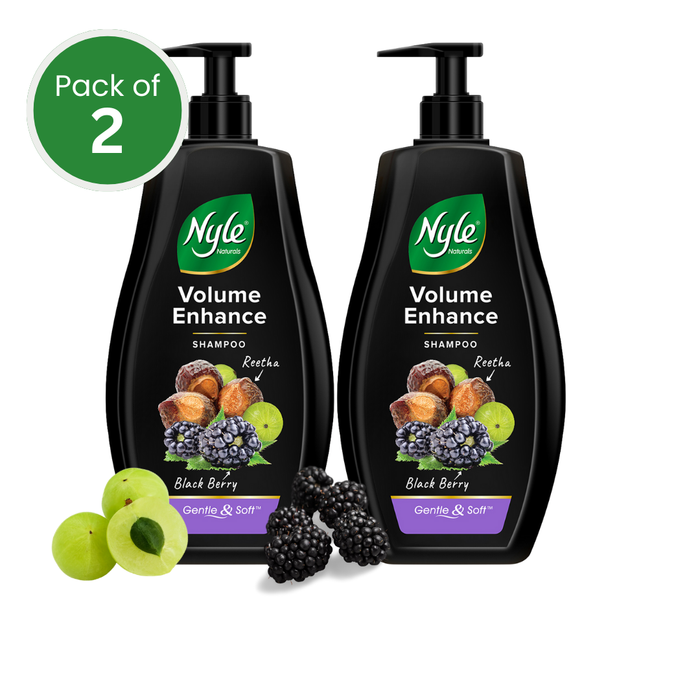Nyle Naturals Volume Enhance Shampoo, 800 ml | For Voluminous Hair With Reetha, Blackberry & Amla | Gentle & Soft Shampoo For Men & Women (Pack of 2)
