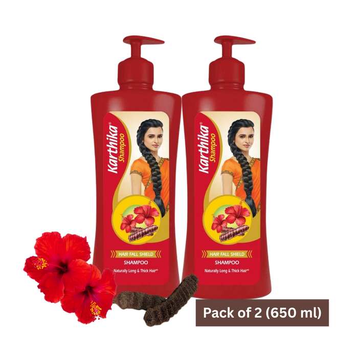 Karthika Hair Fall Shield Shampoo, 650 ml | With The Goodness Of Shikakai & Hibiscus, For Men & Women (Pack of 2)