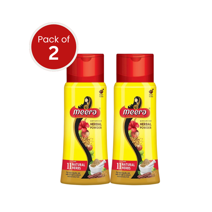 Meera Herbal Hairwash Powder with 11 Natural Herbs, 150g (Pack of 2) | Advanced Formula for Hair Fall Protection, Strong & Healthy Hair | Fragrance-Free | For Men and Women