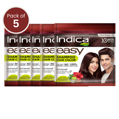 Indica Easy Hair Colour – Dark Brown, 9g + 9ml | No Ammonia | Enriched with Amla, Henna, Bhringraj, Hibiscus | Covers Grey in 10 Minutes | For Men & Women (Pack of 5)
