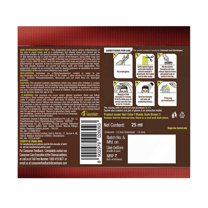 Indica easy shampoo hair color dark brown 3 ingredients list