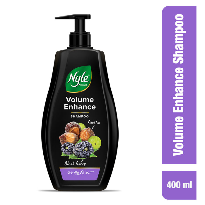 Nyle Naturals Volume Enhance Shampoo, 400 ml | For Voluminous Hair With Reetha, Blackberry & Amla | Gentle & Soft Shampoo For Men & Women
