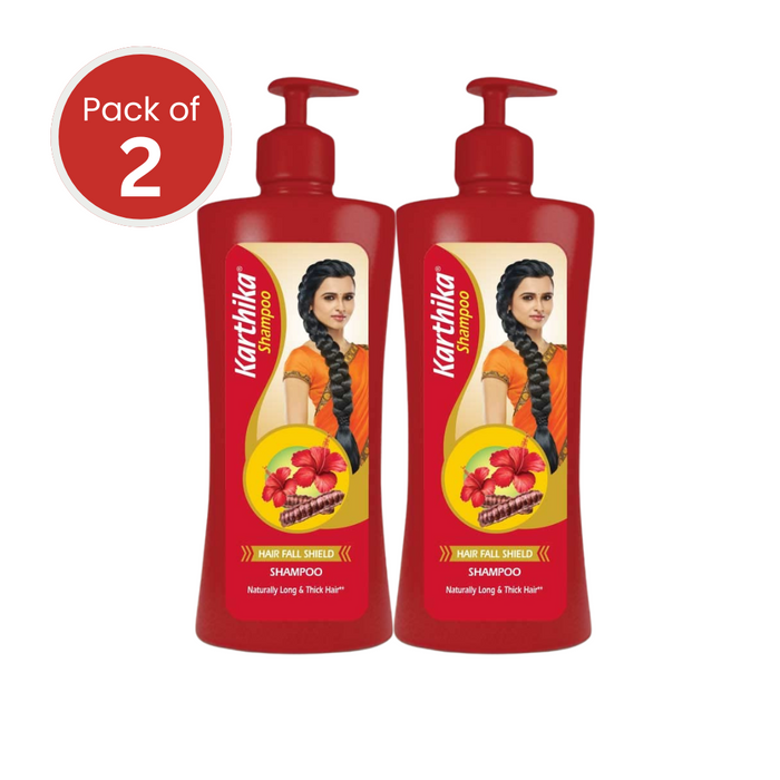 Karthika Hair Fall Shield Shampoo, 650 ml | With The Goodness Of Shikakai & Hibiscus, For Men & Women (Pack of 2)