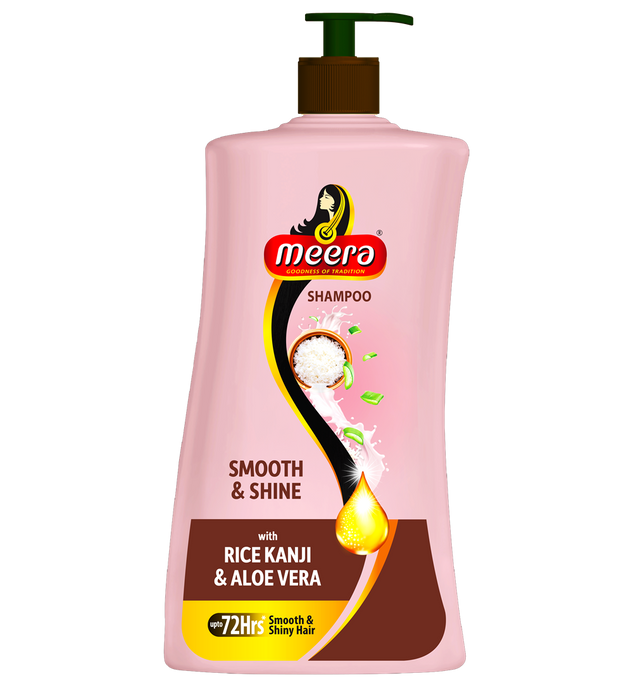 Meera Smooth & Shiny Shampoo with Rice Kanji & Aloe Vera, 1L| Up to 72H Smoothness & Shine | For Men & Women