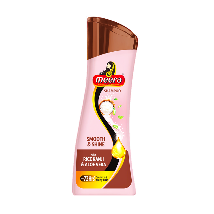 Meera Smooth & Shiny Shampoo with Rice Kanji & Aloe Vera, 180ml | Up to 72H Smoothness & Shine | For Men & Women