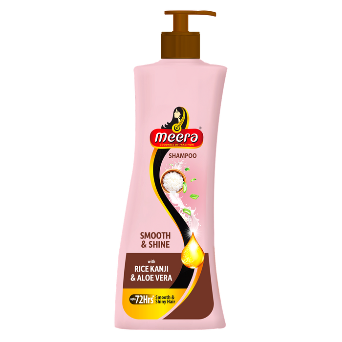 Meera Smooth & Shiny Shampoo with Rice Kanji & Aloe Vera, 340ml | Up to 72H Smoothness & Shine | For Men & Women