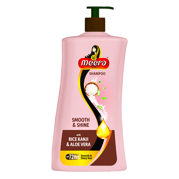 Meera Smooth & Shiny Shampoo with Rice Kanji & Aloe Vera, 650ml | Up to 72H Smoothness & Shine | For Men & Women