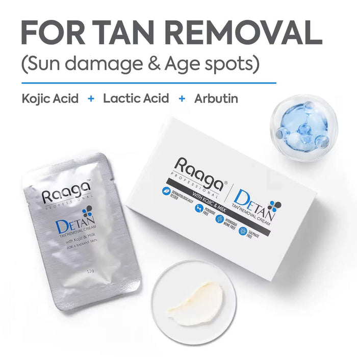 Raaga Professional De-Tan Pack | Tan Removal Cream with Kojic and Milk - 12g x 6 (72 gm)