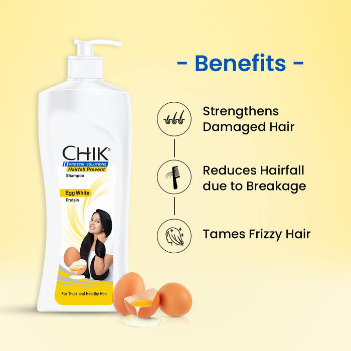 Chik Protein Solution Hairfall Prevent Shampoo, With Goodness of Egg White, For Thick And Healthier Hair, 650 ml