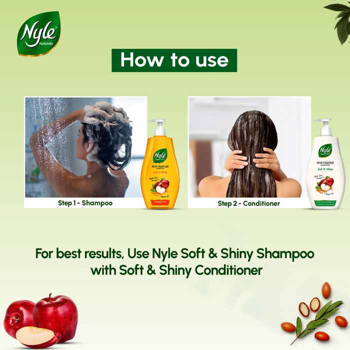 Nyle Naturals Soft & Shiny 100H Conditioning Anti Hairfall Conditioner, Fights dryness & Frizz,180ml