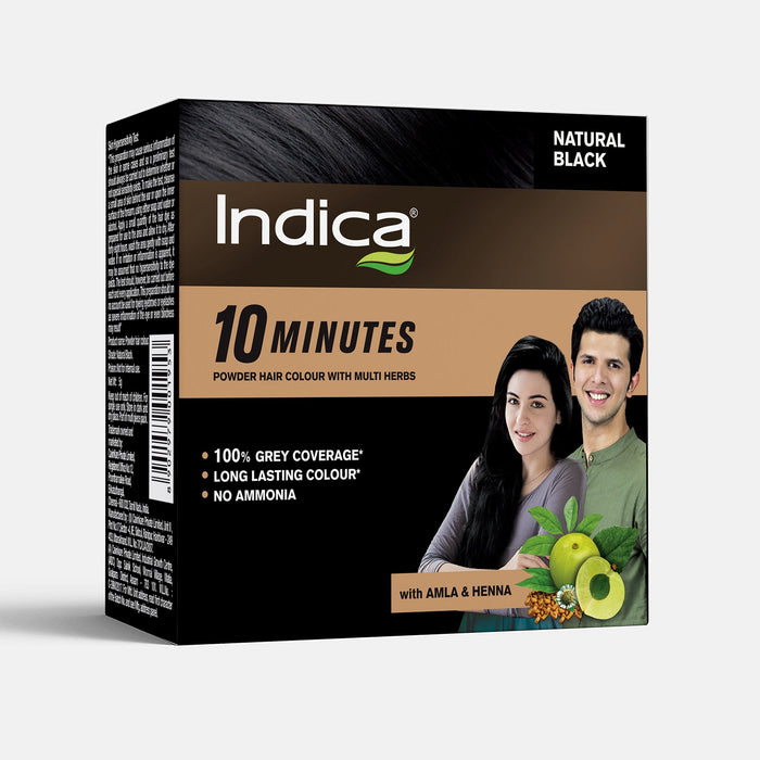 Indica 10 Minutes Powder Hair Color with Multi herbs (Natural Black) 15g (3N x 5g each)