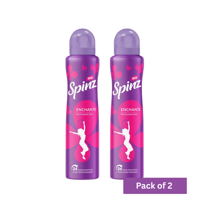 Spinz Enchante Perfumed Deo for Women, with International Fragrances for Long Lasting Freshness and 24 Hours Protection, 200ml | International Fragrances for Long Lasting Freshness of Women Deo (Pack of 2)
