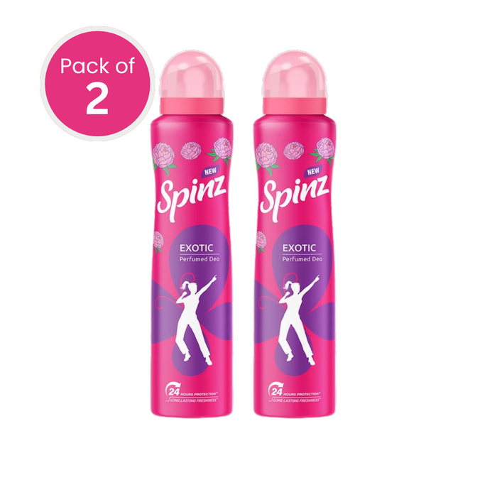 Spinz Exotic Perfumed Deo for Women, with Bulgarian Rose Fragrance for Long Lasting Freshness and 24 Hours Protection, 200ml | A long-lasting perfume deo for women | 24-Hour Sweat and Body Odour Protection (Pack of 2)