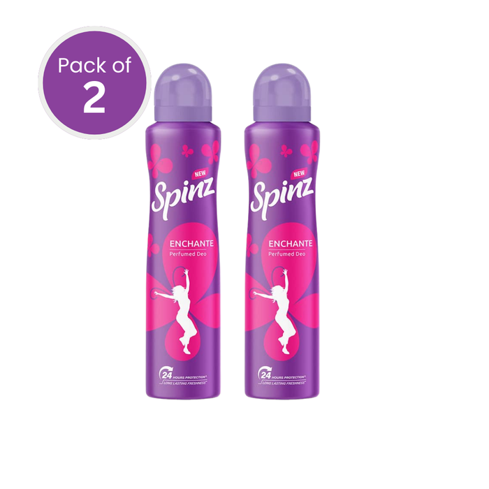 Spinz Enchante Perfumed Deo for Women, with International Fragrances for Long Lasting Freshness and 24 Hours Protection, 200ml | International Fragrances for Long Lasting Freshness of Women Deo (Pack of 2)