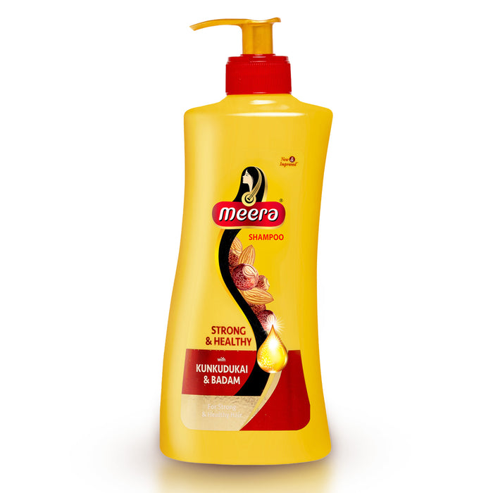 Meera Strong and Healthy Shampoo, With Goodness of Kunkudukai & Badam for Soft & Smooth Hair, 650ml