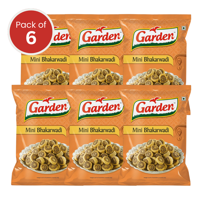 Garden Mini Bhakharwadi 160g – Sweet & Spicy Maharashtrian Snack | Crispy Indian Namkeen for Tea-Time & Travel (Pack of 6)