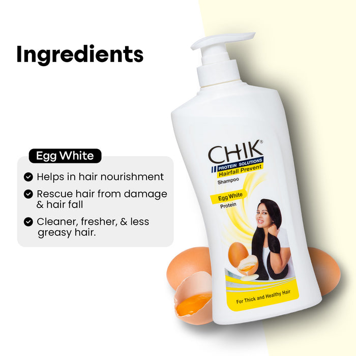 Chik Protein Solution Hairfall Prevent Shampoo, 650 ml | With Goodness Of Egg White, For Thick And Healthier Hair