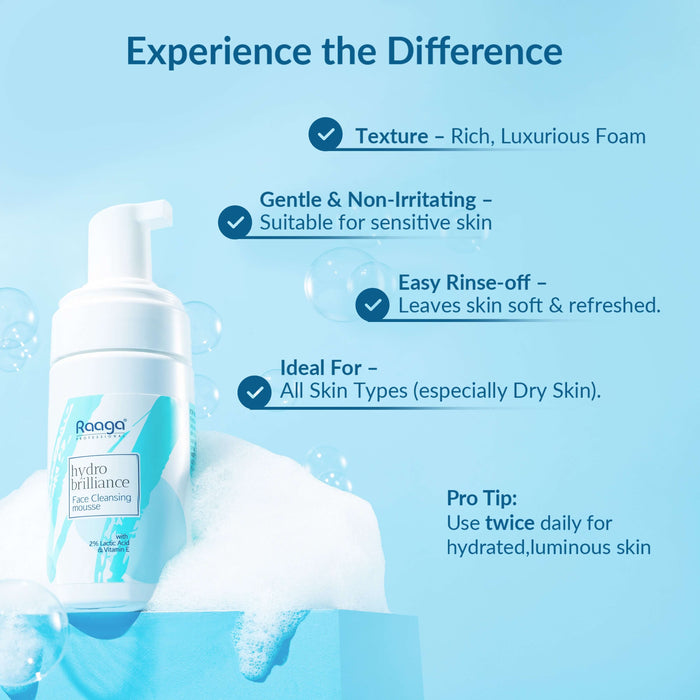 Hydro brilliance face cleansing mousse experience the difference  