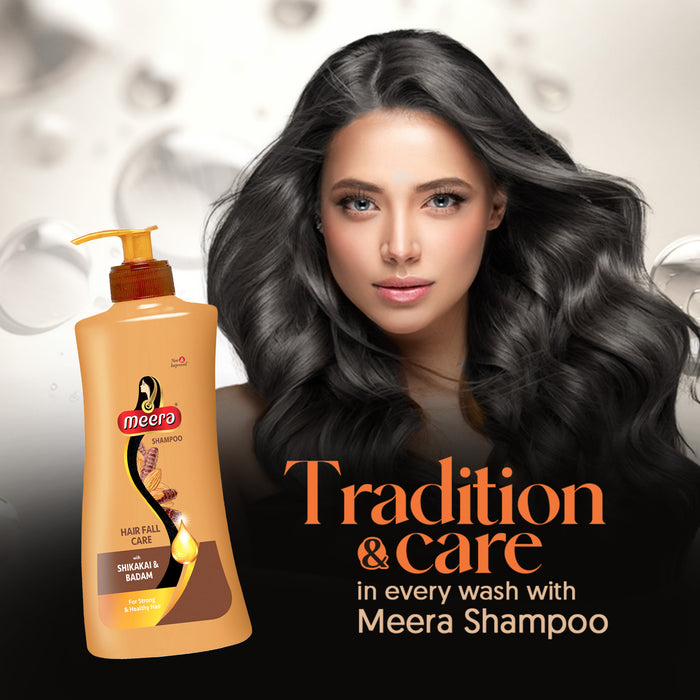 Meera Hairfall Care Shampoo, 650 ml | Goodness Of Badam & Shikakai, For Strong & Healthy Hair | For Men And Women, Paraben Free