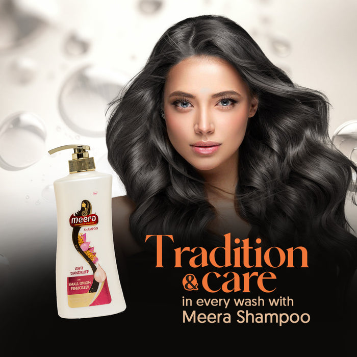 Meera Anti Dandruff Shampoo, 650 ml | With Goodness of Small Onion and Fenugreek, Fights Dandruff for Men and Women, Paraben Free