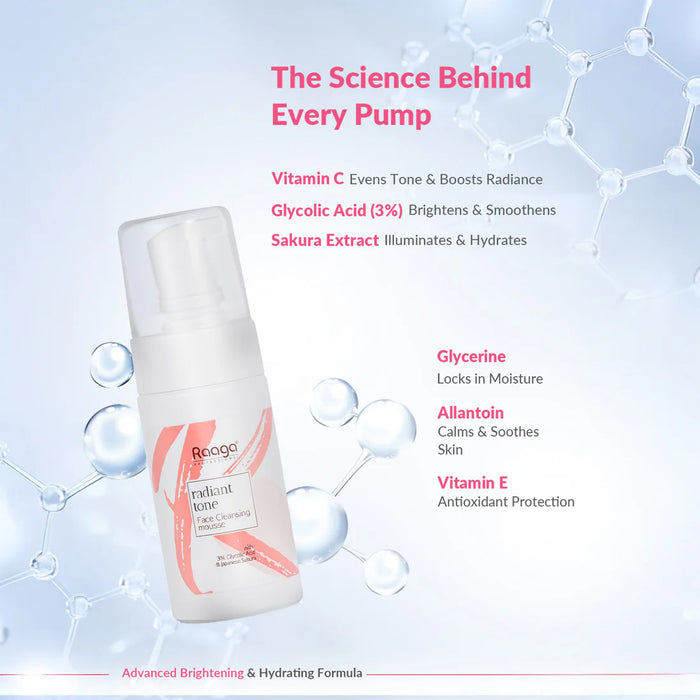 Radiant Tone Face Cleansing Mousse | Deep Cleanse Face Wash & Radiance Boost for Luminous Skin | 100ml