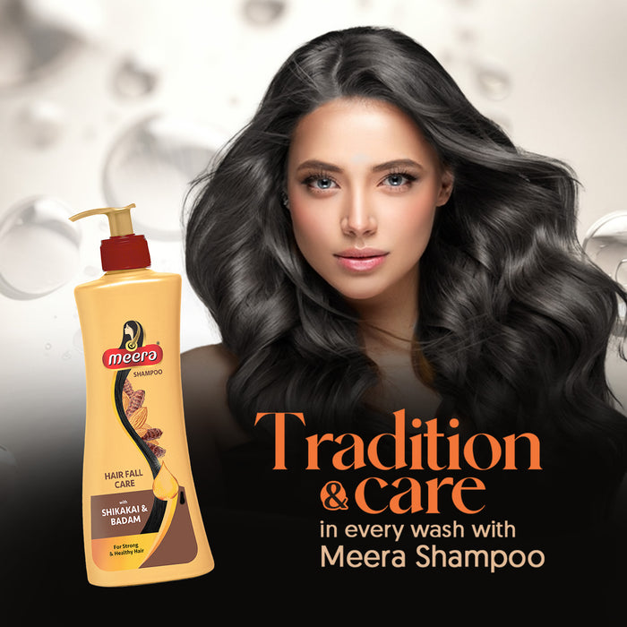 Meera Hairfall Care Shampoo, 340 ml | Goodness Of Badam & Shikakai, For Strong & Healthy Hair | For Men And Women, Paraben Free