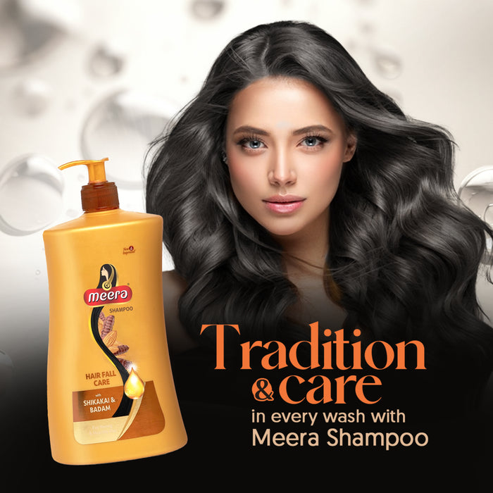 Meera Hairfall Care Shampoo, 1L | Goodness Of Badam & Shikakai, For Strong & Healthy Hair | For Men And Women, Paraben Free