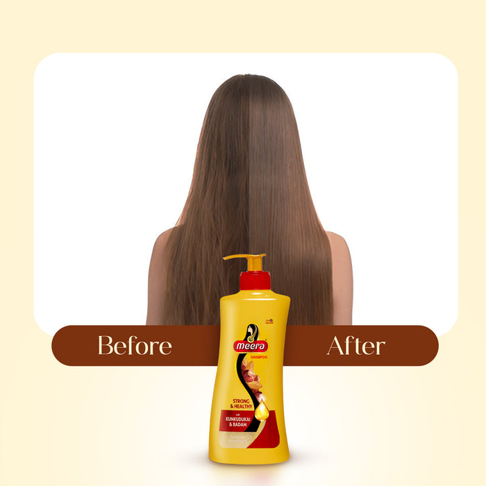 Meera Strong and Healthy Shampoo, With Goodness of Kunkudukai & Badam for Soft & Smooth Hair, 650ml