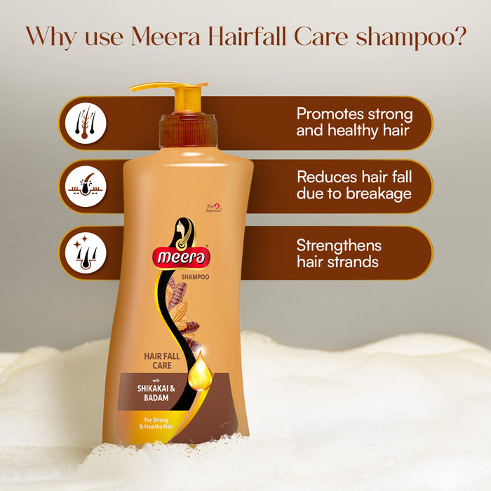 Meera Hairfall Care Shampoo, 650 ml | Goodness Of Badam & Shikakai, For Strong & Healthy Hair | For Men And Women, Paraben Free