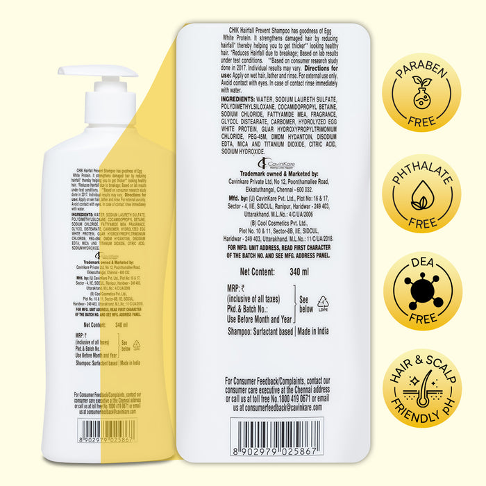 Chik Protein Solution Hairfall Prevent Shampoo, 340 ml | With Goodness Of Egg White, For Thick And Healthier Hair