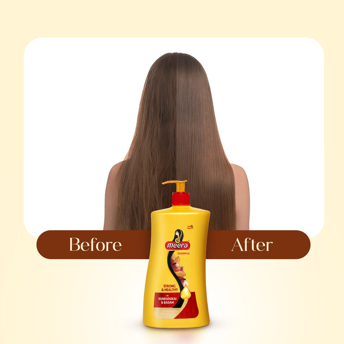 Meera Strong and Healthy Shampoo, 1L | With Goodness of Kunkudukai & Badam Gives Soft & Smooth Hair | For Men and Women, Paraben Free