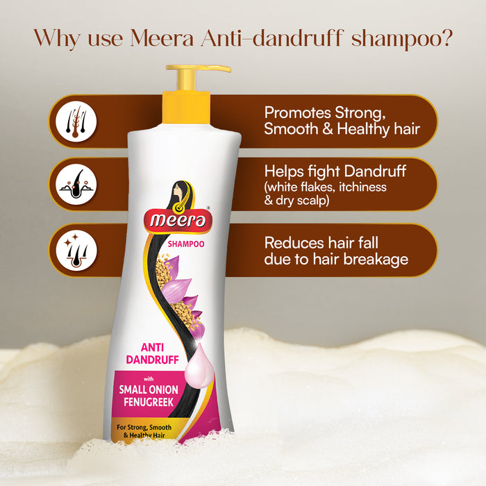 Meera Anti Dandruff Shampoo, 340 ml | With Goodness Of Small Onion and Fenugreek, Fights Dandruff For Men And Women, Paraben Free