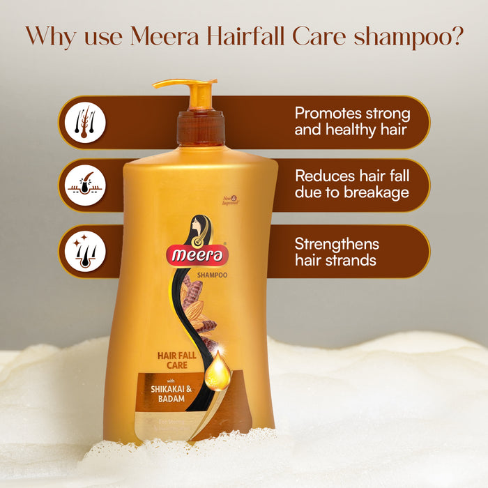 Meera Hairfall Care Shampoo, 1L | Goodness Of Badam & Shikakai, For Strong & Healthy Hair | For Men And Women, Paraben Free