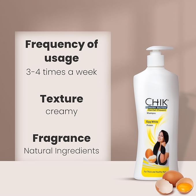 Chik Protein Solution Hairfall Prevent Shampoo, 650 ml | With Goodness Of Egg White, For Thick And Healthier Hair