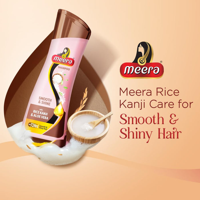 Meera Smooth & Shiny Shampoo with Rice Kanji & Aloe Vera, 180ml | Up to 72H Smoothness & Shine | For Men & Women