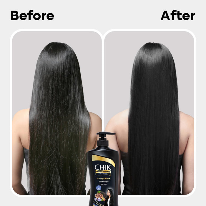 Chik Protein Therapy Thick and Glossy Shampoo | With the Goodness of Badam Protein, Bhringraj Oil, and Black Tea for Gorgeous, Shiny Hair 1L