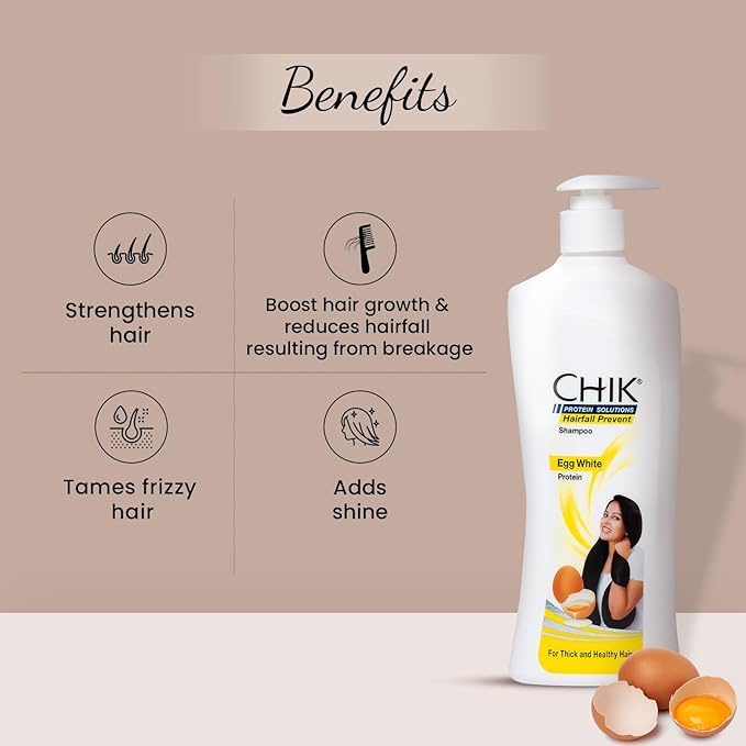 Chik Protein Solution Hairfall Prevent Shampoo, 650 ml | With Goodness Of Egg White, For Thick And Healthier Hair