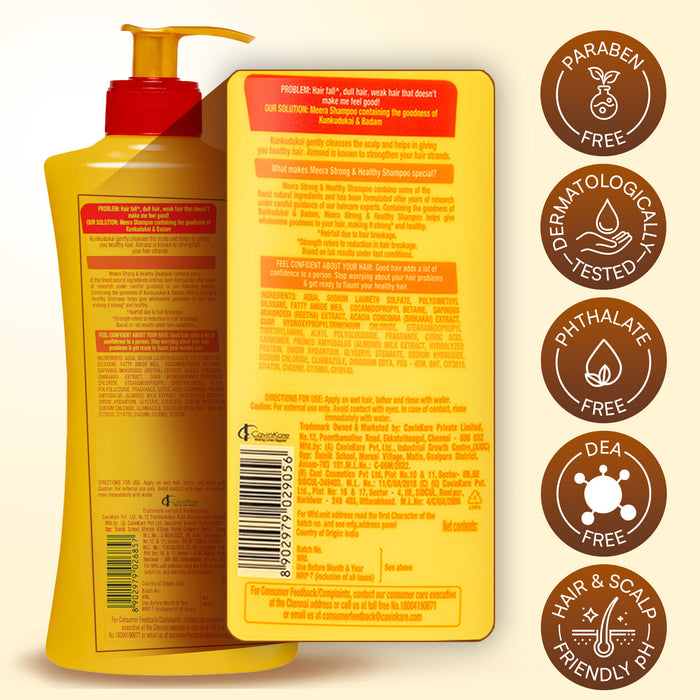 Meera Strong and Healthy Shampoo, With Goodness of Kunkudukai & Badam for Soft & Smooth Hair, 650ml