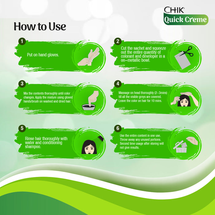 Chik Quick Crème Hair Color 24 gm | Natural Brown | Ammonia Free Hair Color (Pack of 5)
