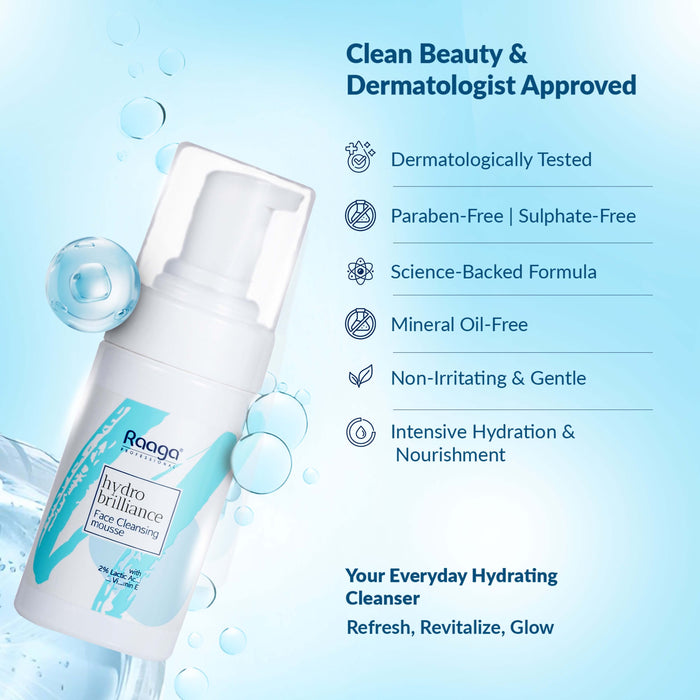 Hydro brilliance face cleansing mousse clean beauty & dermatologist approved 