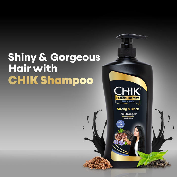 Chik Protein Therapy Thick and Glossy Shampoo | With the Goodness of Badam Protein, Bhringraj Oil, and Black Tea for Gorgeous, Shiny Hair 1L