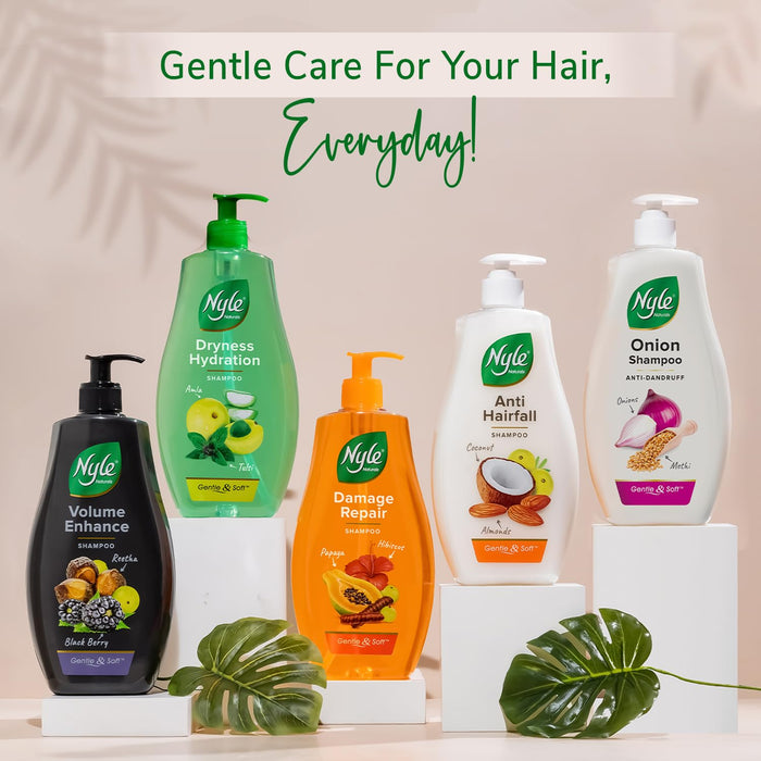 Nyle Naturals Volume Enhance Shampoo, 800 ml | For Voluminous Hair With Reetha, Blackberry & Amla | Gentle & Soft Shampoo For Men & Women (Pack of 2)