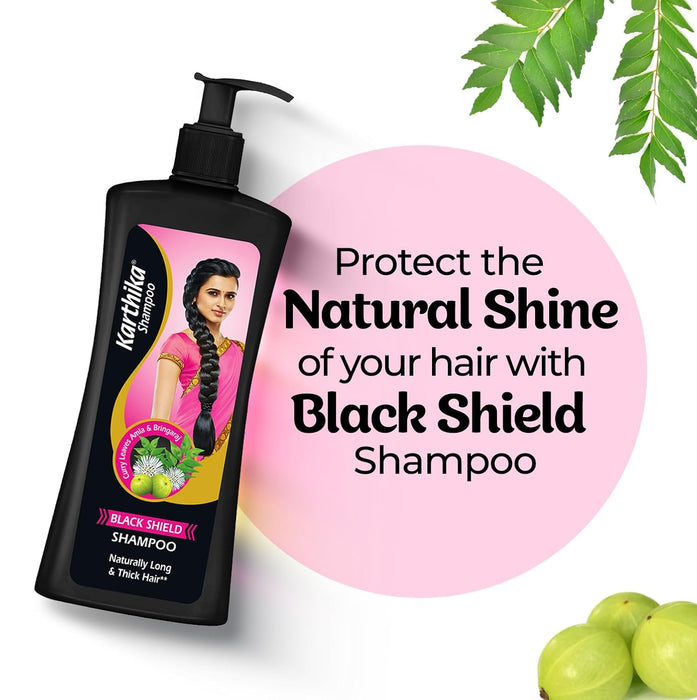 Karthika Black Shield Shampoo with Amla, Curry Leaves, and Bhringaraj | 650 ml