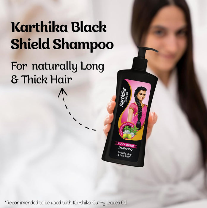 Karthika Black Shield Shampoo with Amla, Curry Leaves, and Bhringaraj | 650 ml
