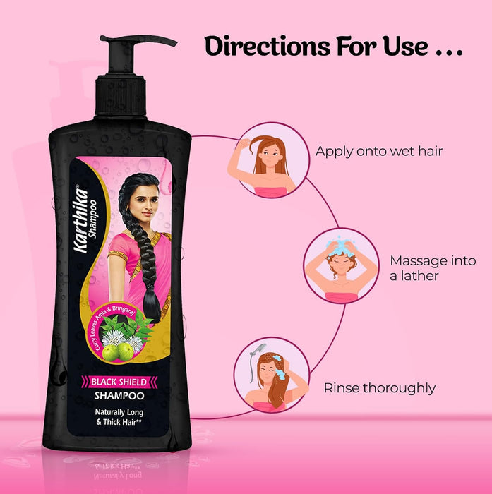 Karthika Black Shield Shampoo with Amla, Curry Leaves, and Bhringaraj | 650 ml