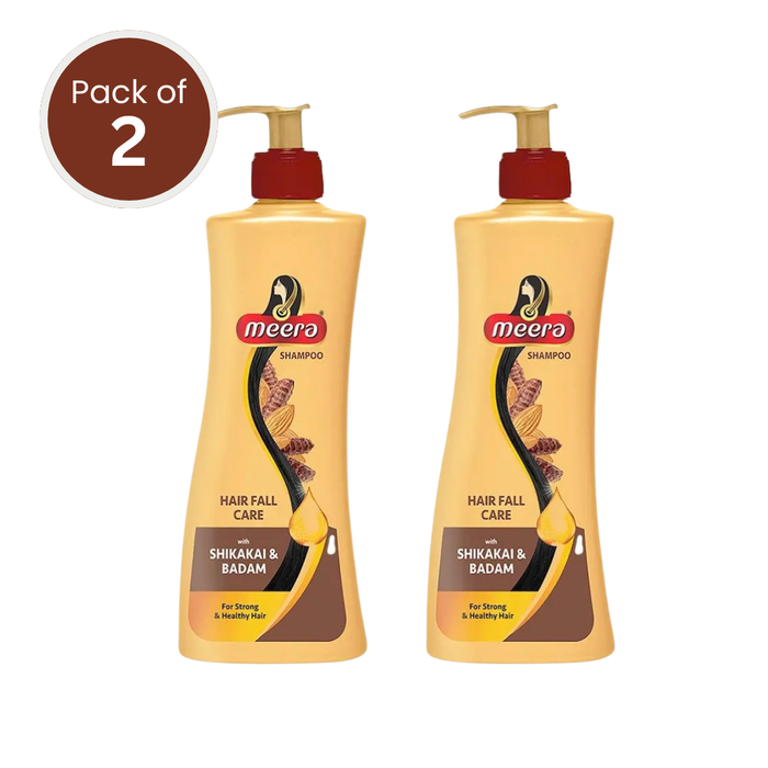 Meera Hairfall Care Shampoo, 340 ml | Goodness Of Badam & Shikakai, For Strong & Healthy Hair | For Men And Women, Paraben Free (Pack of 2)