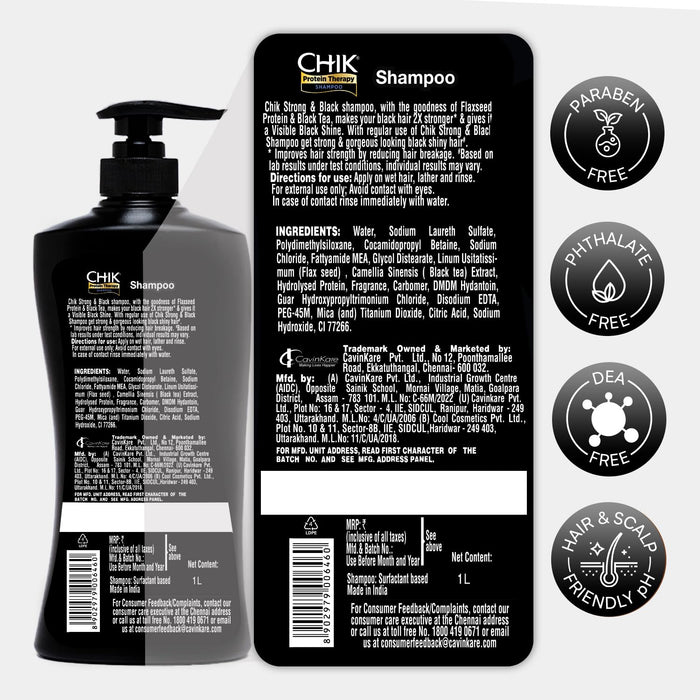 Chik Protein Therapy Thick and Glossy Shampoo | With the Goodness of Badam Protein, Bhringraj Oil, and Black Tea for Gorgeous, Shiny Hair 1L