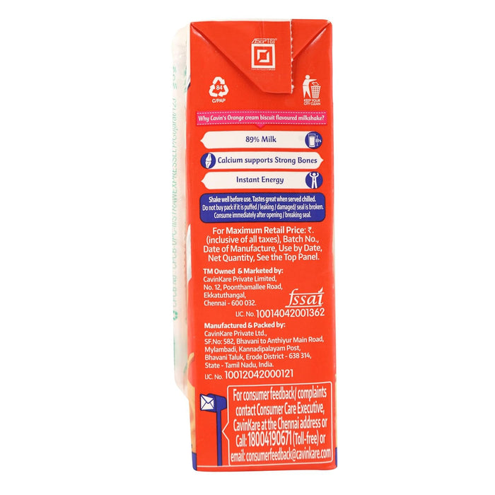 Cavin’s Orange Cream Biscuit Milkshake, 170 ml | Orange Cream Milkshake