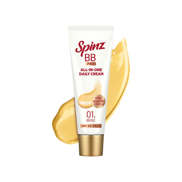 Spinz BB Pro Brightening & Beauty Face Cream with SPF 20 PA++ (Beige 01), 29g